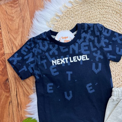 Conj. Camiseta Next Level e Bermuda em Moletinho - Marinho e Mescla